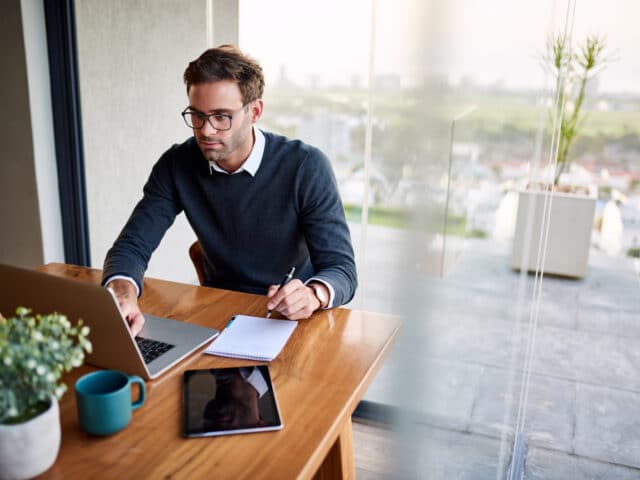 man at desk