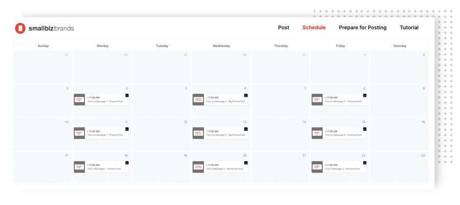 Small Biz Brands Scheduling Calendar